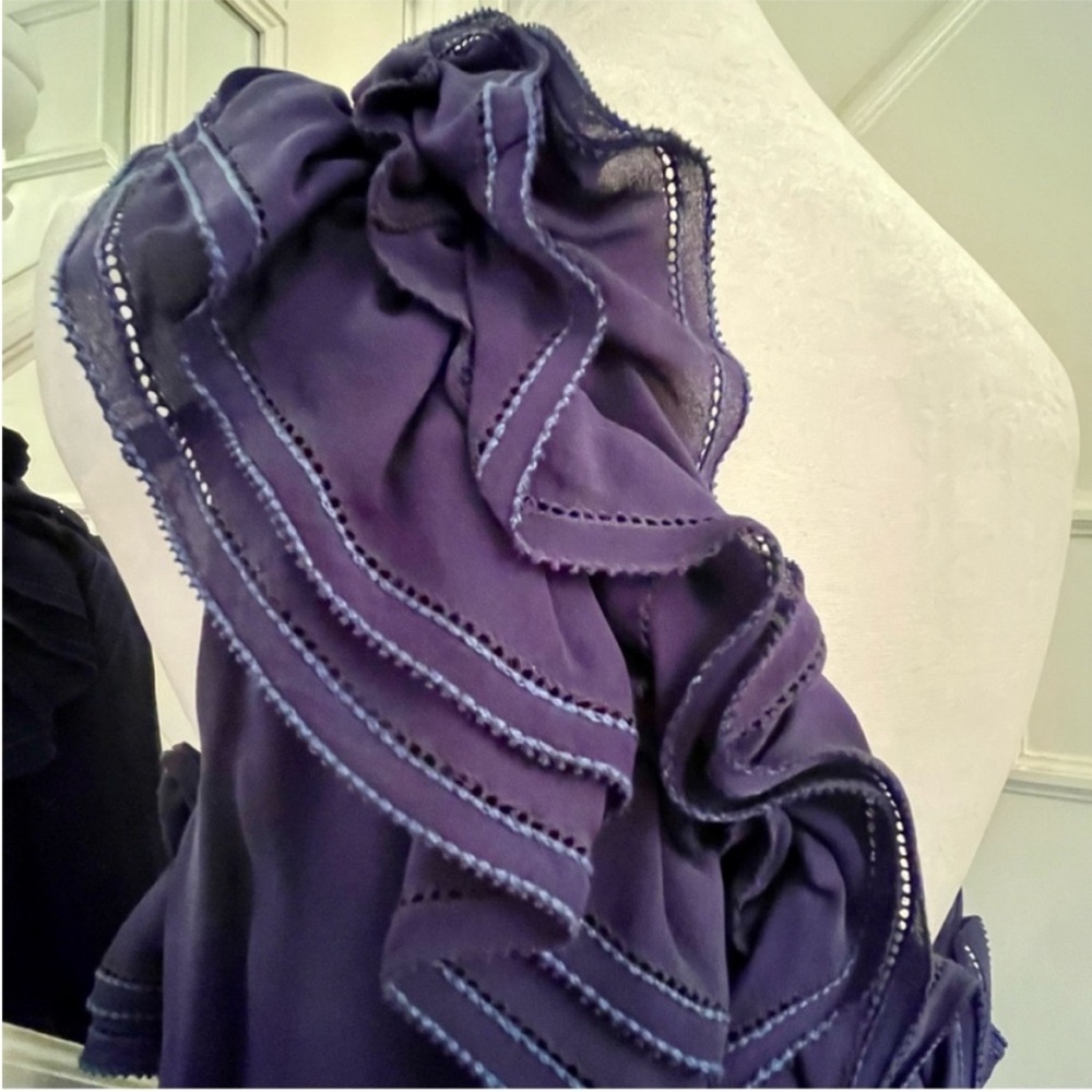DSQUARED2 100% Silk One Shoulder Ruffled Mini Dress Size 8 Italian MSRP $1,230 - Picture 7 of 12